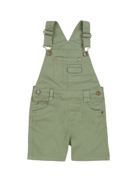 

Donuts Boys Olive Green Solid Cotton Dungarees