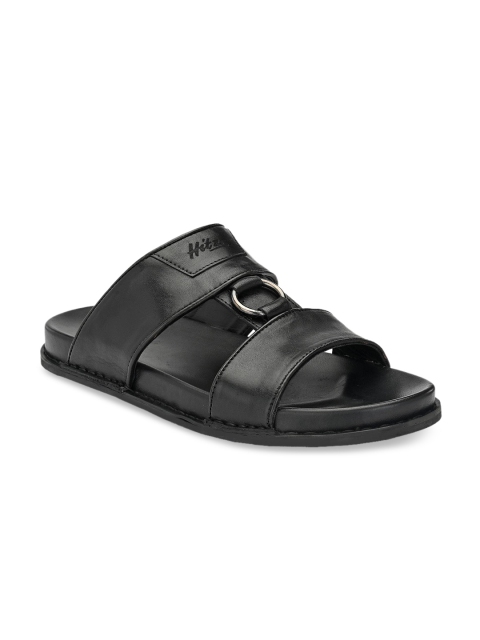 

Hitz Men Black Leather Comfort Sandals