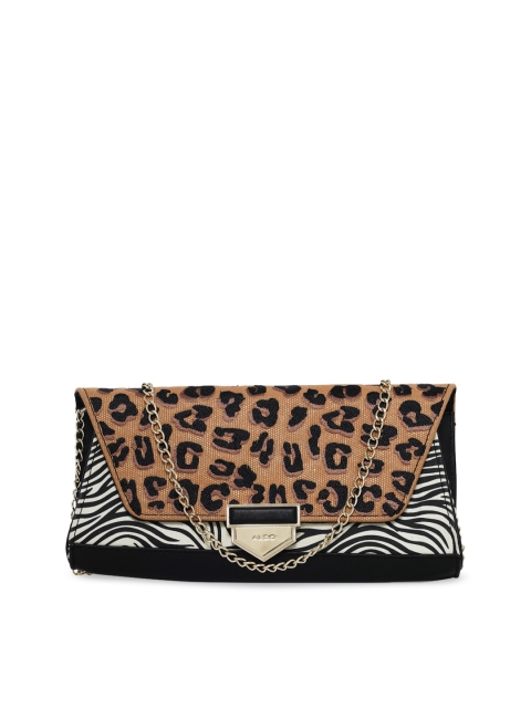 

ALDO Brown & Black Animal Print Envelope Clutch