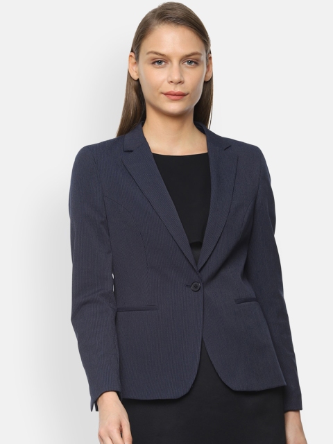 

Van Heusen Woman Navy Blue Striped Formal Blazer