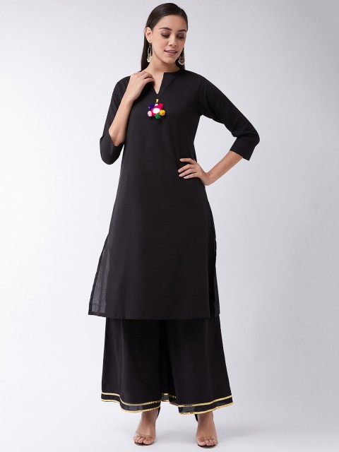 

InWeave Women Black Solid Kurta with Palazzos