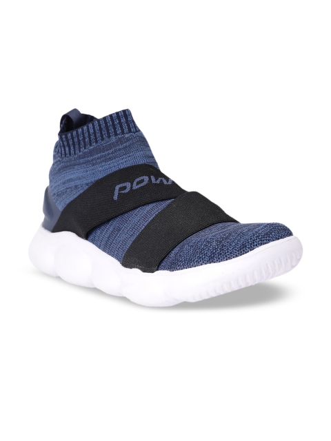 

Power Men Blue Colourblocked Mesh Mid-Top Slip-On Sneakers