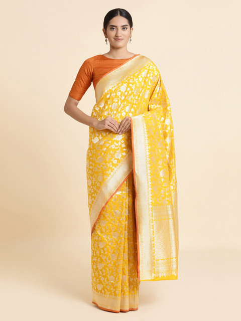 

Taneira Yellow Pure Silk Woven Design Banarasi Sustainable Saree