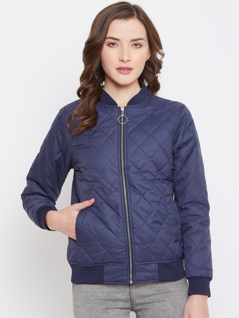 

Austin wood Women Navy Blue Solid Lightweight Quilted Jacket