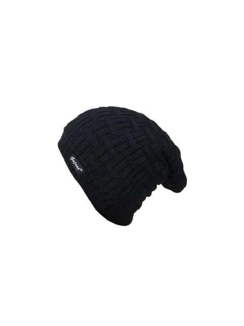 

Gajraj Unisex Black Self Design Beanie
