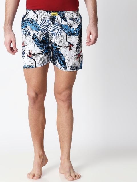 

Bewakoof Men White & Blue Printed Boxers
