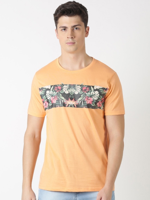 

Blue Saint Men Orange Printed Round Neck T-shirt