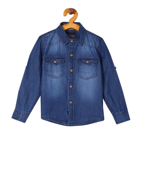 

Cherokee Boys Blue Regular Fit Solid Casual Shirt
