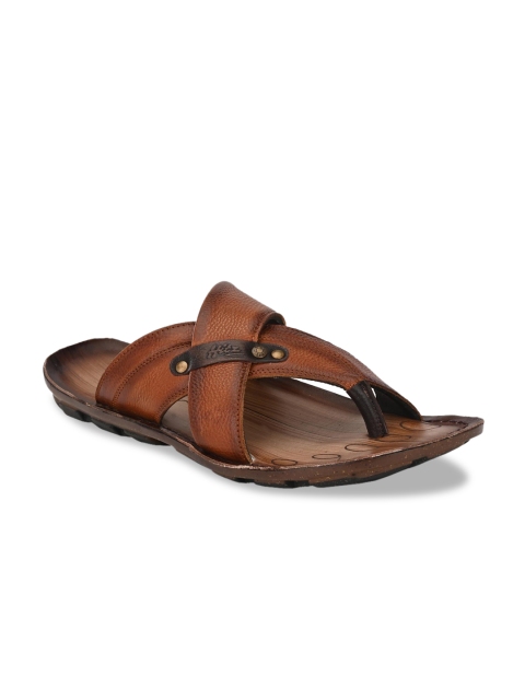 

Hitz Men Tan Brown Leather Comfort Sandals