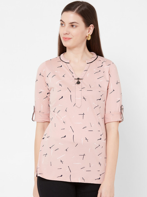 

Juliet Women Nude & Black Printed Top