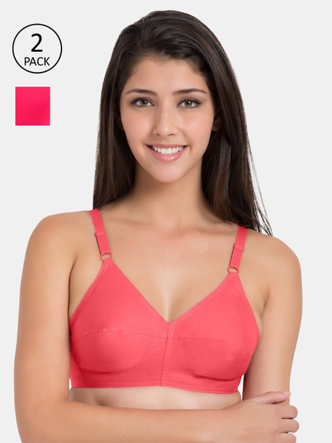 

Souminie Pack Of 2 Pink Solid Non-Wired Non Padded Everyday Bra SLY933-CRL-2PC-DPK-30A
