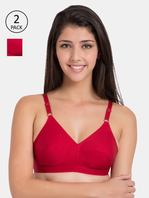 

Souminie Red Pack of 2 Solid Non-Wired Non Padded Everyday Bra SLY933-2PC-RD-30A