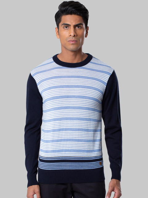 

Raymond Men Blue & White Striped Pullover Sweater