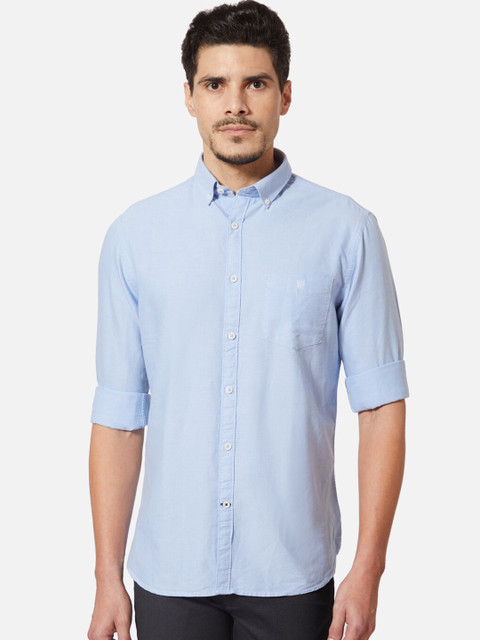 

J Hampstead Men Pastel Blue Slim Fit Solid Casual Shirt