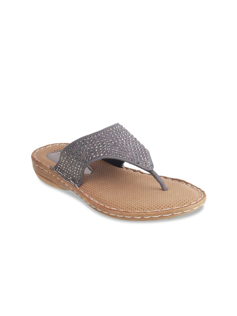 

Catwalk Women Grey Embellished Suede T-Strap Flats