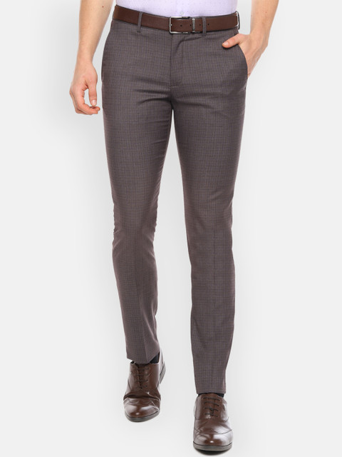 

Louis Philippe Men Brown Slim Fit Checked Formal Trousers