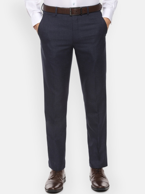 

Van Heusen Men Navy Blue Slim Fit Solid Formal Trousers