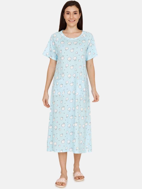 

Zivame Blue Printed Nightdress