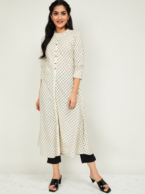 

Melange by Lifestyle Women Off-White & Black Printed Kurta with Trousers