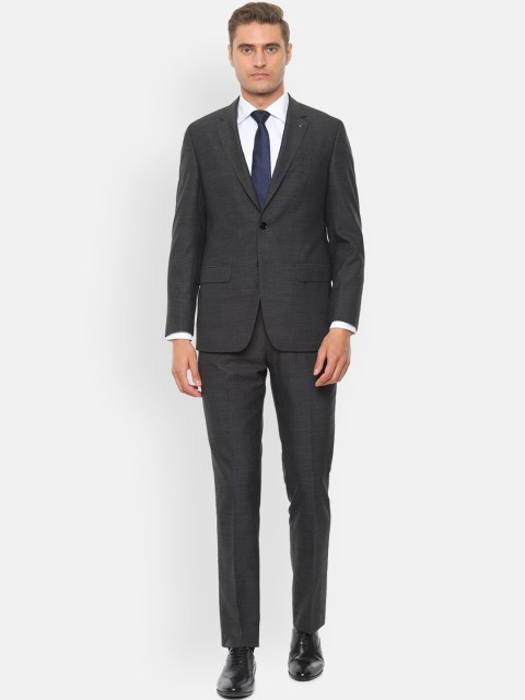 

Louis Philippe Men Charcoal Grey Self-Design Single-Breasted Formal Suit