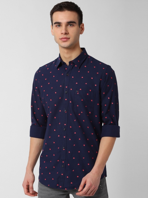 

Peter England Casuals Men Navy Blue Slim Fit Printed Casual Shirt
