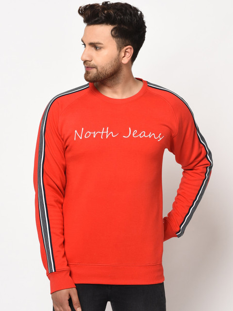 

98 Degree North Men Orange Printed Sweatshirt