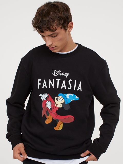 

H&M Men Black Mickey Mouse Printed Sweatshirt