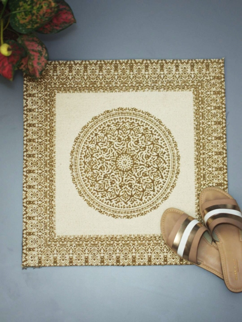 

nestroots Green & Beige Printed Square Doormat