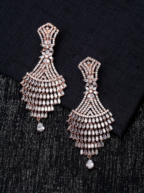 

Bhana Fashion Rose Gold & White Classic Drop Earrings