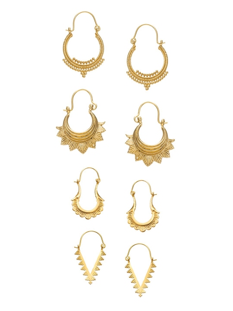 

INDYA Set Of 4 Gold-Plated Contemporary Hoop Earrings