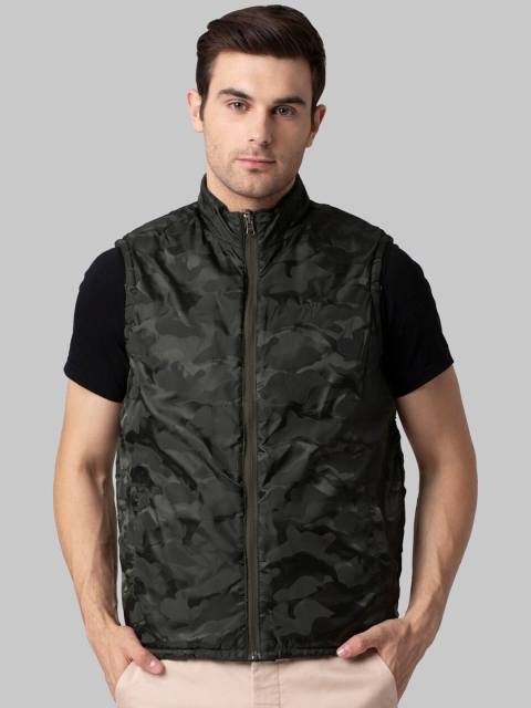 Park Avenue Men Green Printed Padded Jacket