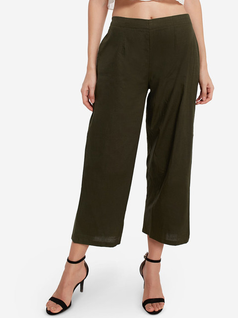 

Desi Weavess Women Green Self Design Straight Palazzos