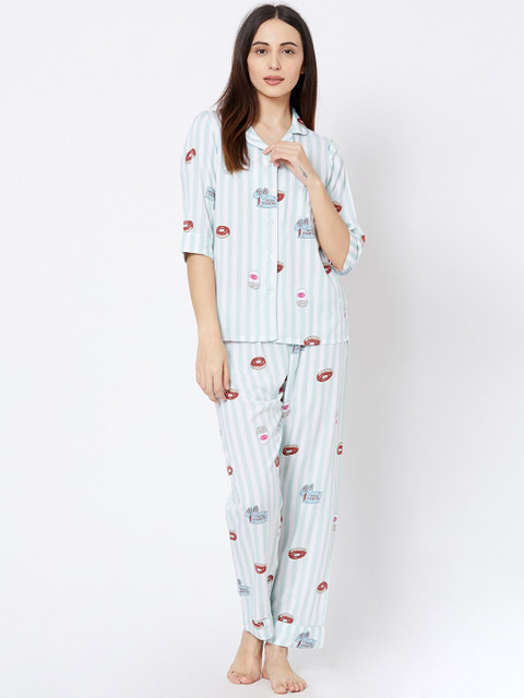 

Sweet Dreams Women Blue Printed Night suit