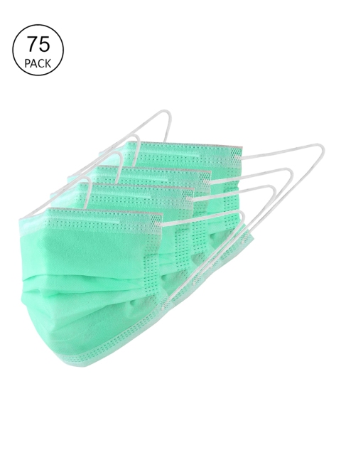 LONDON FASHION hob Unisex Pack Of 75 3-Ply Ultrasonic Disposable Masks, Sea green