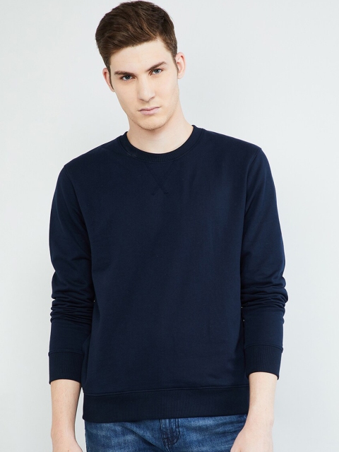 

max Men Navy Blue Solid Sweatshirt