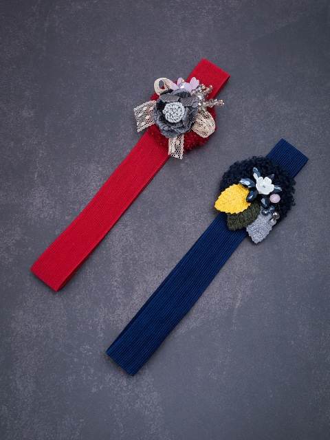 

Golden Peacock Multicoloured & Blue Set of 2 Embellished Hairband, Multi