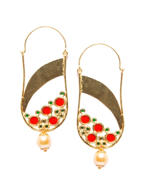 

INDYA Red & Gold-Plated Classic Drop Earrings