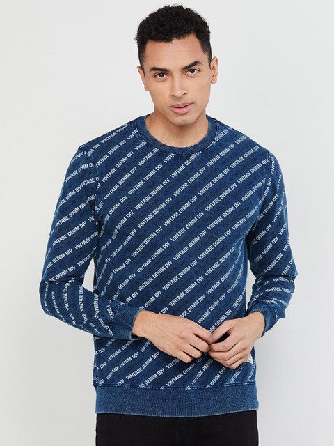 

max Men Blue & White Striped Sweatshirt