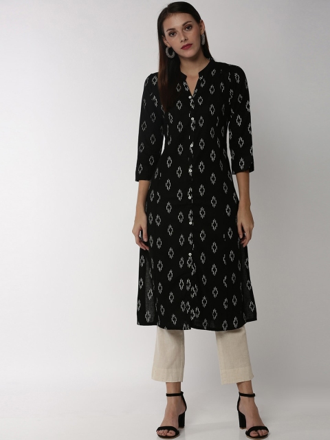 

Soch Women Black & Off-White Woven Design Straight Kurta