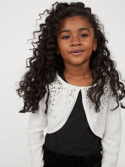 

H&M Women White Sequined Bolero