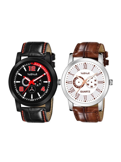 

VeBNoR Boys Set of 2 Black & White Analogue Watch WT 162-163