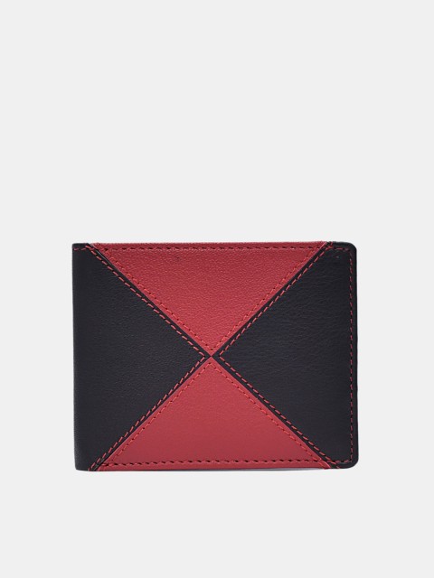 

TRENDERS Men Red & Black Solid Two Fold Wallet