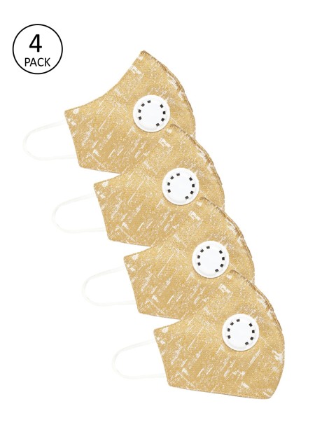 

LUXURAZI Men Pack of 4 Pcs Yellow Reusable 5-Ply Protective Outdoor Masks With Valve