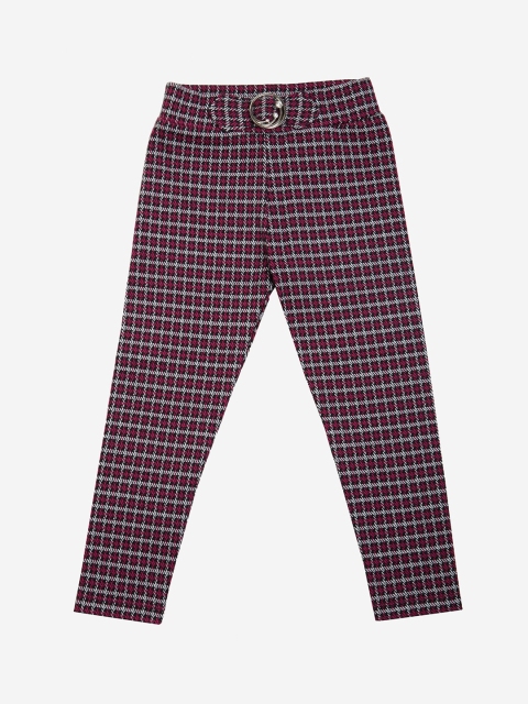 

VITAMINS Girls Pink & Black Checked Skinny-Fit Treggings