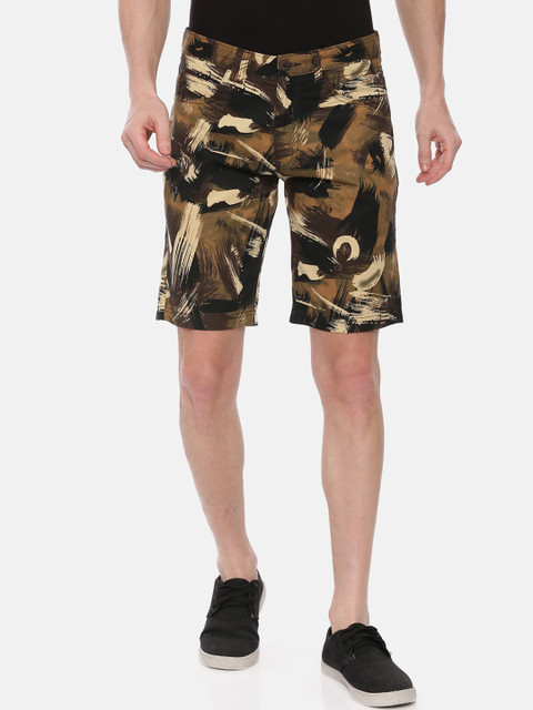 

IVOC Men Black & Brown Camouflage Print Slim Fit Regular Shorts