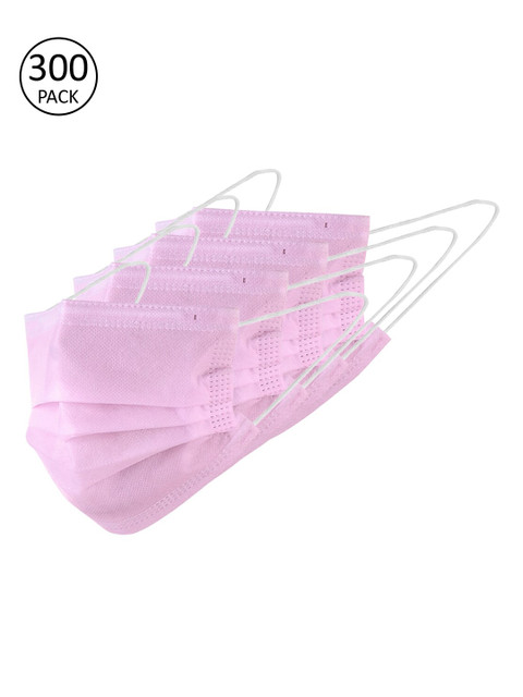 

London Fashion Unisex Pink 300 Pcs 3-Layer Ultrasonic Disposable Masks
