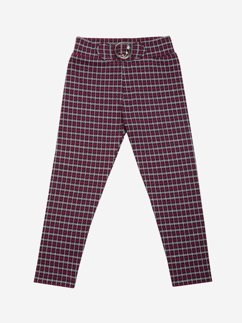 

VITAMINS Girls Pink & White Checked Skinny-Fit Treggings
