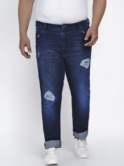 

John Pride Men Blue Regular Fit Mid-Rise Mildly Distressed Stretchable Jeans