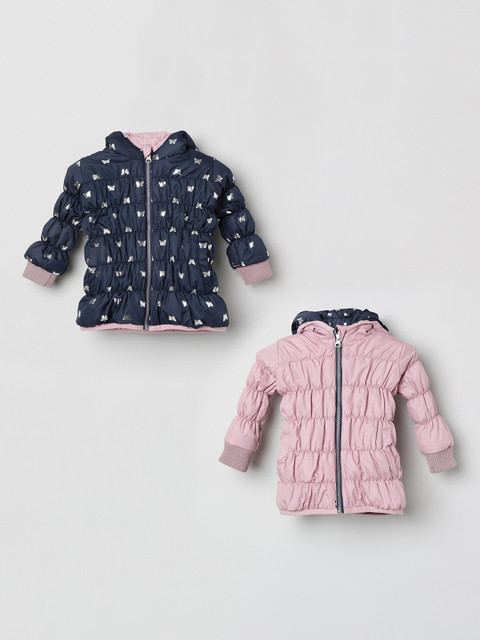 

max Girls Blue Printed Reversible Padded Jacket