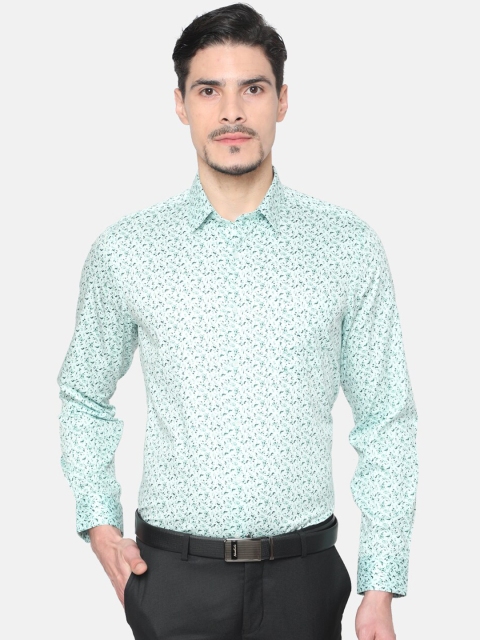 

J Hampstead Men Green Slim Fit Floral Printed Formal Shirt